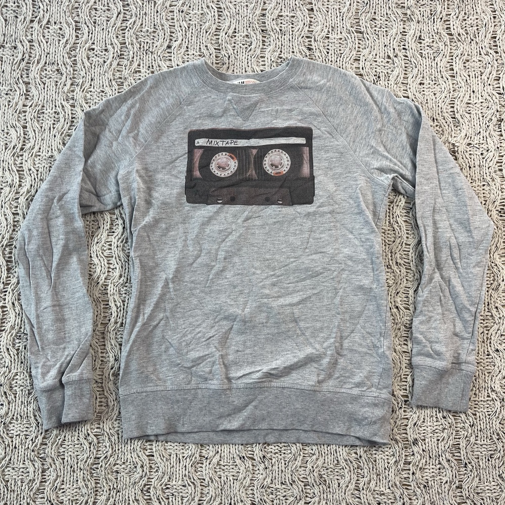 H&M Sweatshirt Kids 12-14Y Gray Cotton Blend Long Sleeves Crew Neck Top